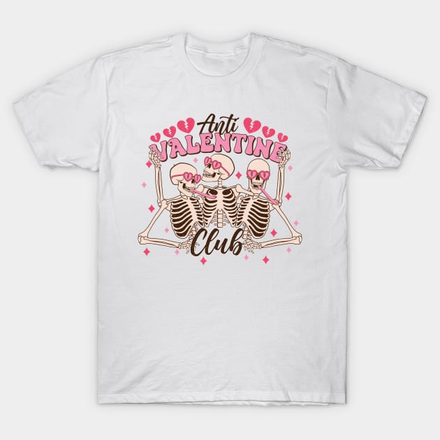 "Anti Valentine Club" Funny Skeletons T-Shirt by FlawlessSeams